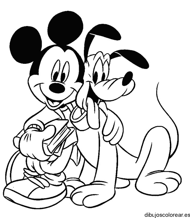 Dibujo de Mickey Mouse y Tribilin camino a casa