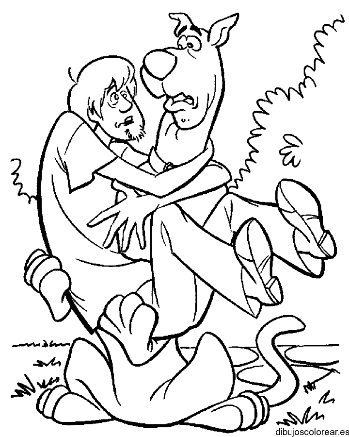 Dibujo de Scooby Doo cargando a Shaggy