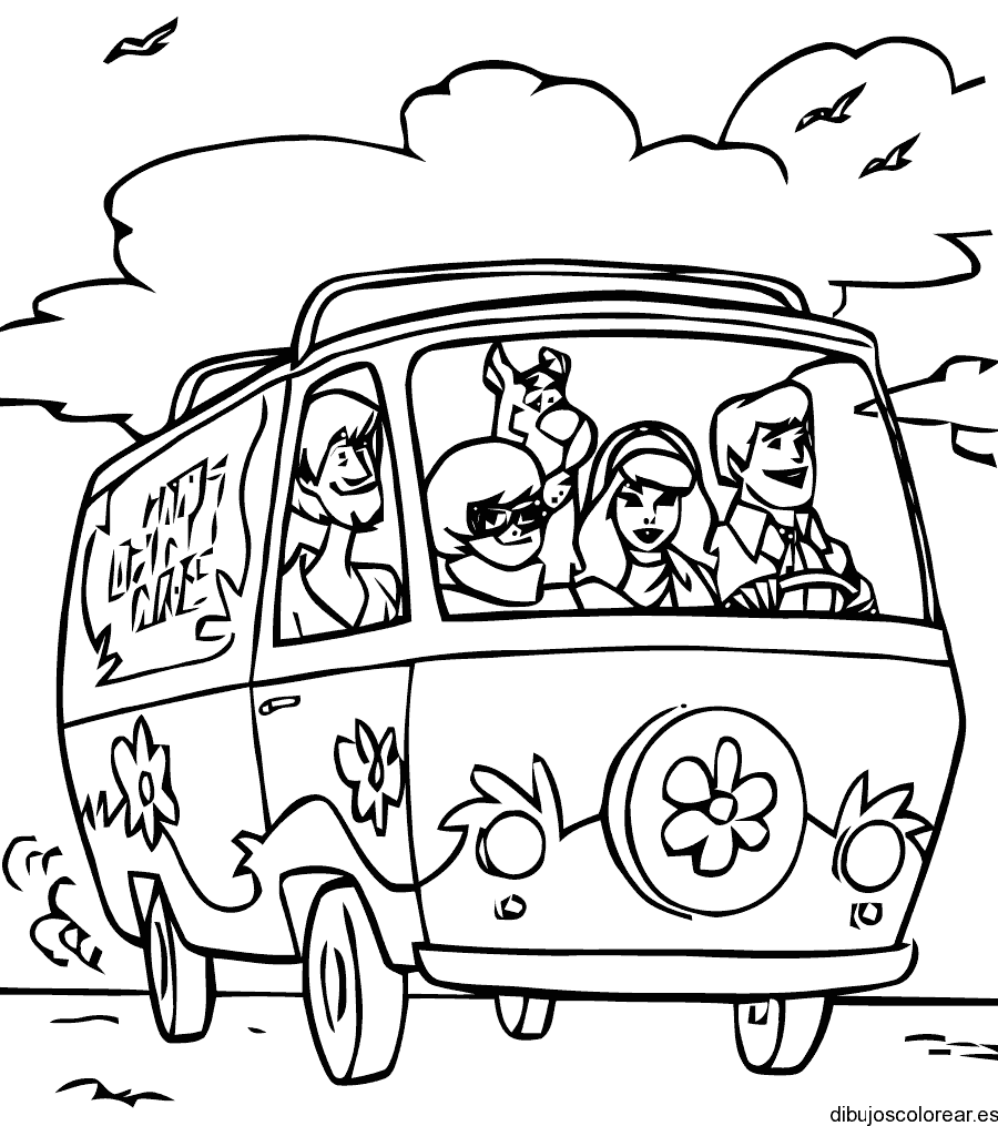 Dibujo de Scooby Doo en la furgoneta