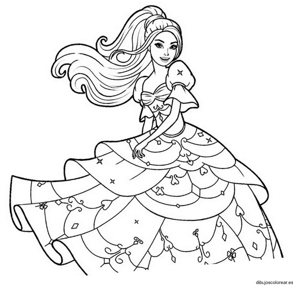 Dibujo de chica con vestido largo