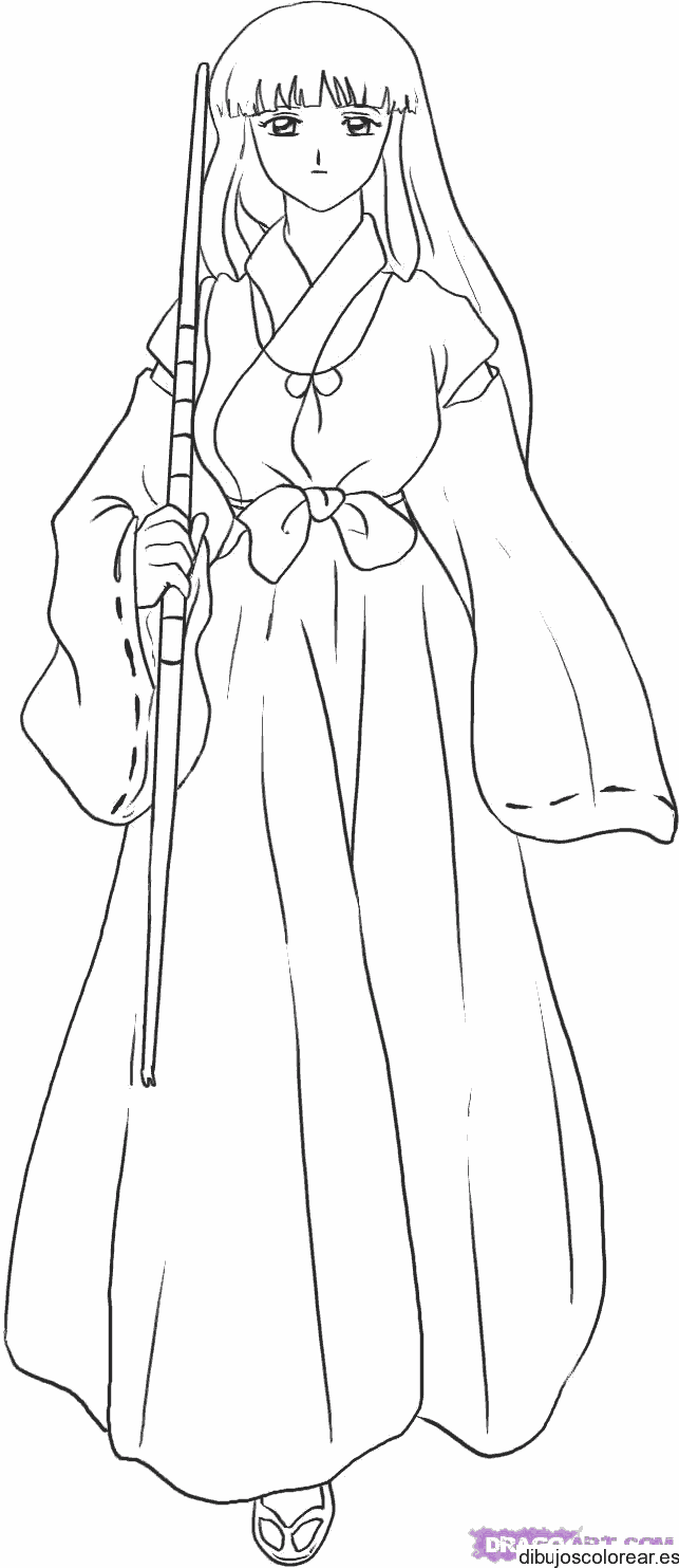Dibujo de una chica con una vara