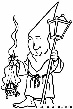 Dibujo de un nazareno con un farol