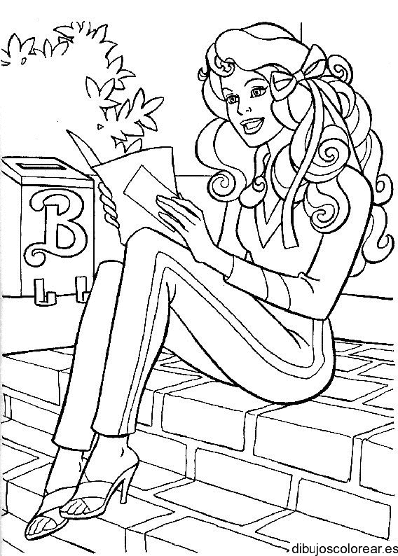 Dibujo de una chica leyendo 