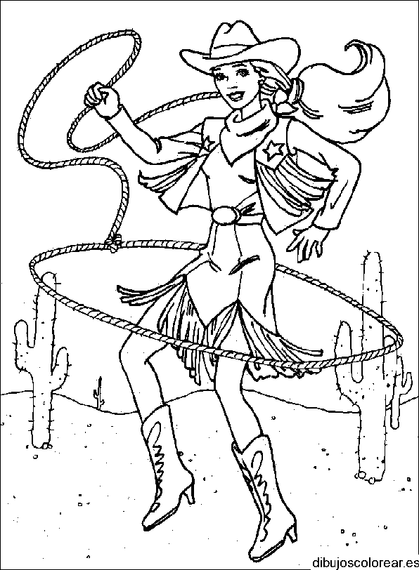 Dibujo de una vaquera bailando