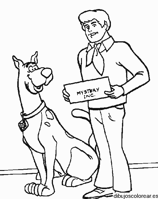 Dibujo de Fred y Scooby Doo y un sobre
