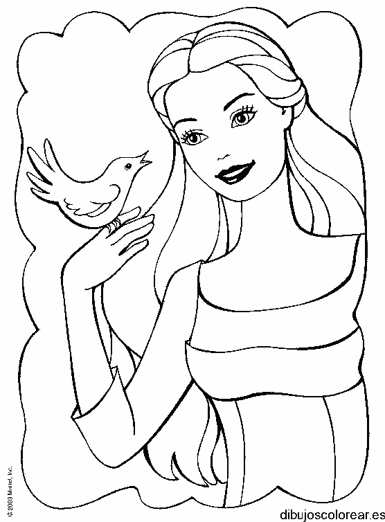 Dibujo de una princesa y un pajarito