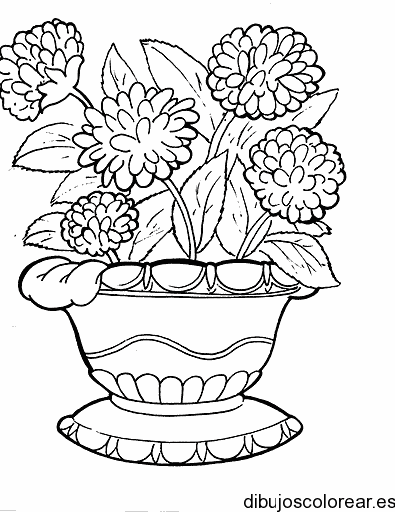 Dibujo de un jarrón con dalias