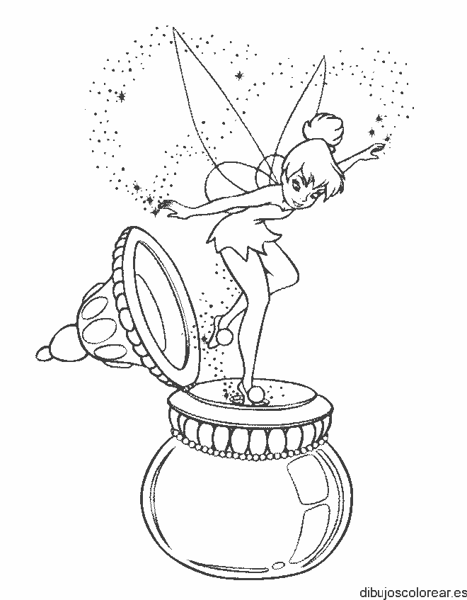 Dibujo de Campanita saliendo de una lámpara