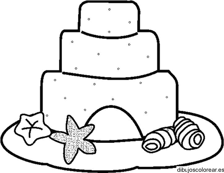 Dibujo de una tarta con estrellas de mar