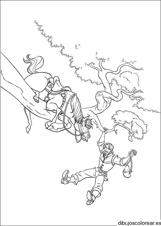 Dibujo de un caballo en un árbol