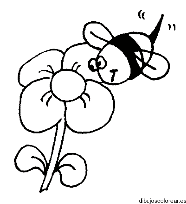 Dibujo de una margarita y una abeja