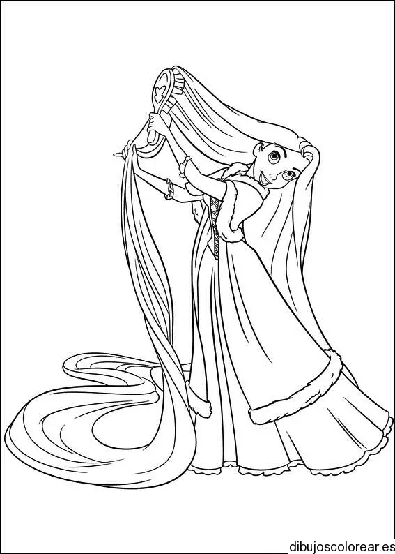 Dibujo de Encantada peinándose