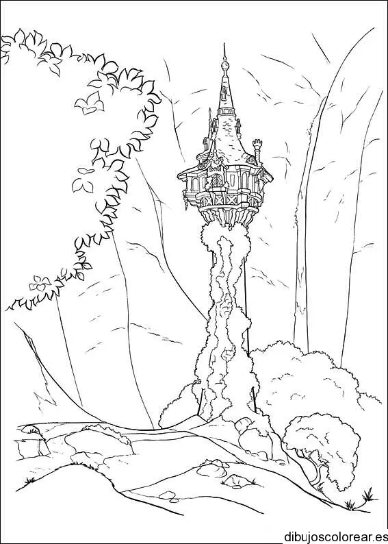 Dibujo de un castillo en las alturas