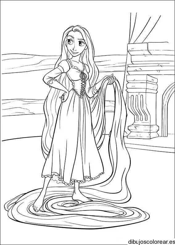 Dibujo de Encantada recogiendo su cabello