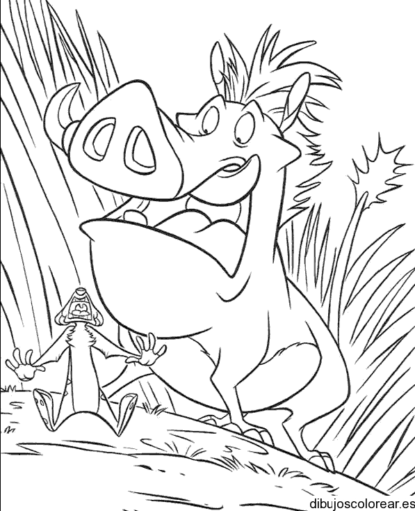 Dibujo de Pumba huyendo