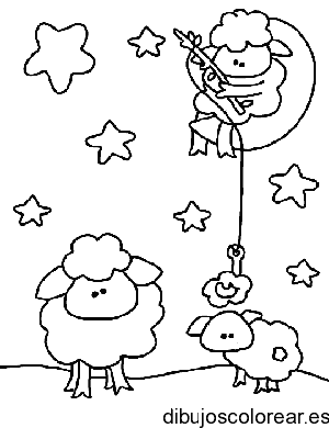 Dibujo de tres ovejas con estrellas