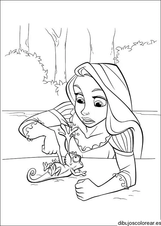 Dibujo de Encantada con una lagartija