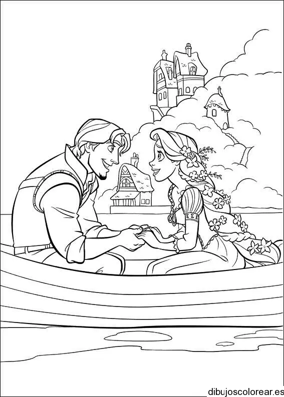 Dibujo de Giselle paseando en bote