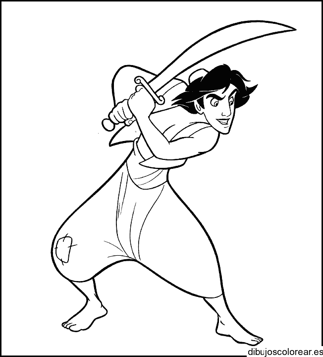 Dibujo de Aladin con su espada
