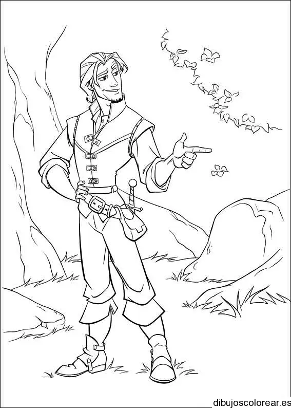 Dibujo de un principe en el bosque