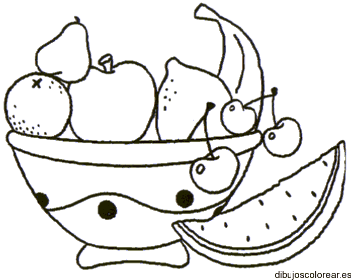 Dibujo de una cesta con ricas frutas