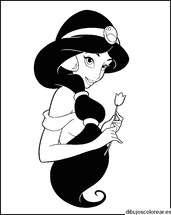 Dibujo de Jazmin sonríe con una rosa