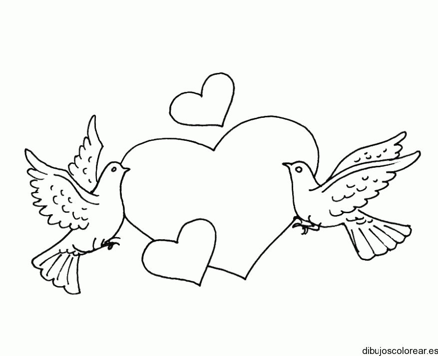 Dibujo de corazón y dos palomas