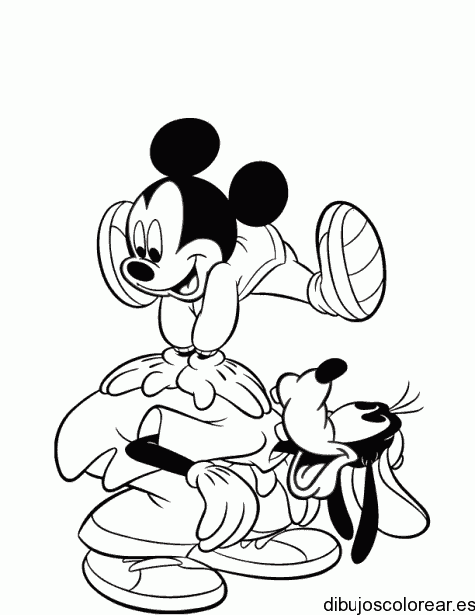 Dibujo de Mickey y Tribilin saltando