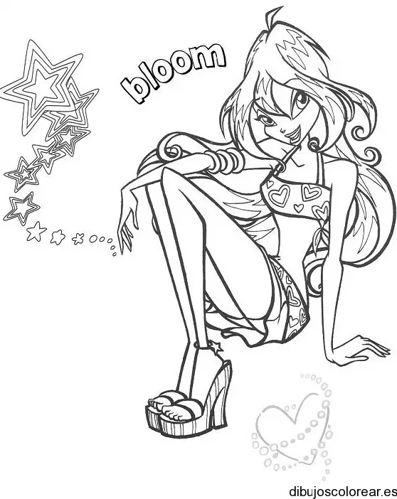 Dibujo de una chica con estrellas