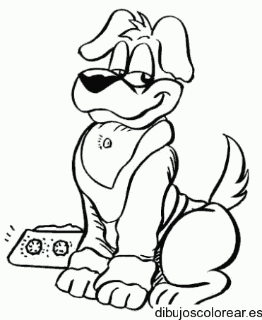 Dibujo de un perro con un radio