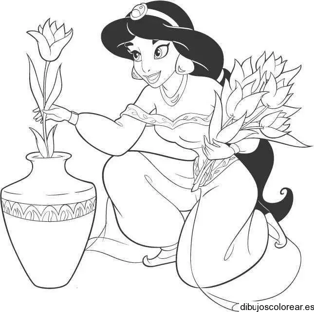 Dibujo de Jazmin adornando un jarrón