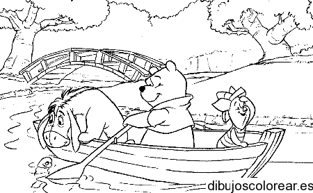 Dibujo de Winnie y sus amigos navegando