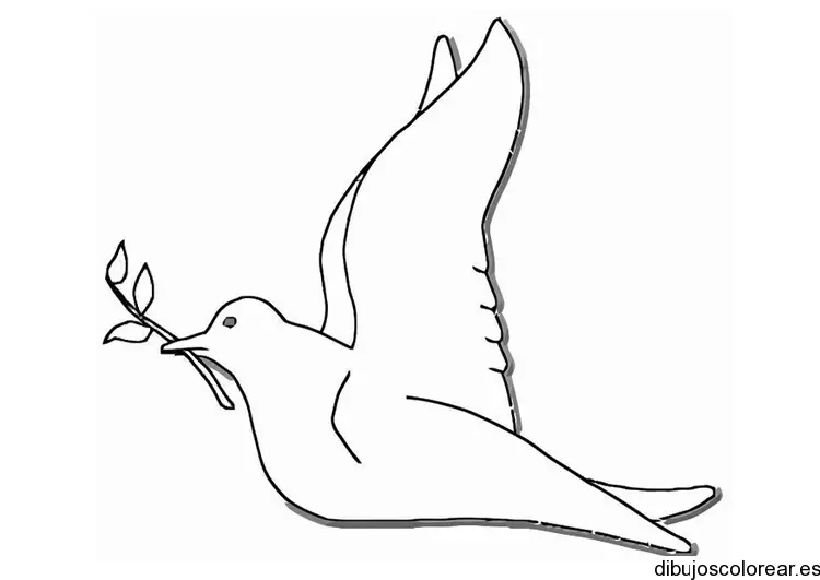 Dibujo de una paloma blanca con una ramita