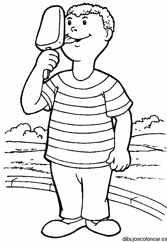 Dibujo de un niño con un helado