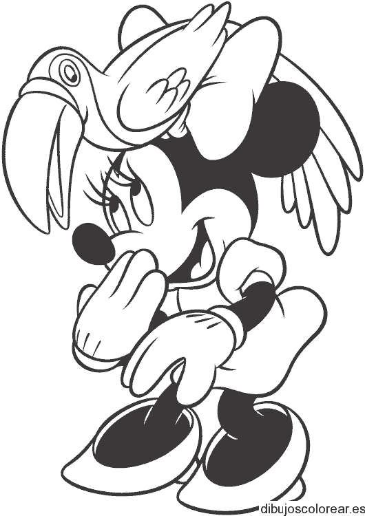 Dibujo de Minnie con un pelicano