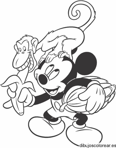 Dibujo de Mickey con un mono