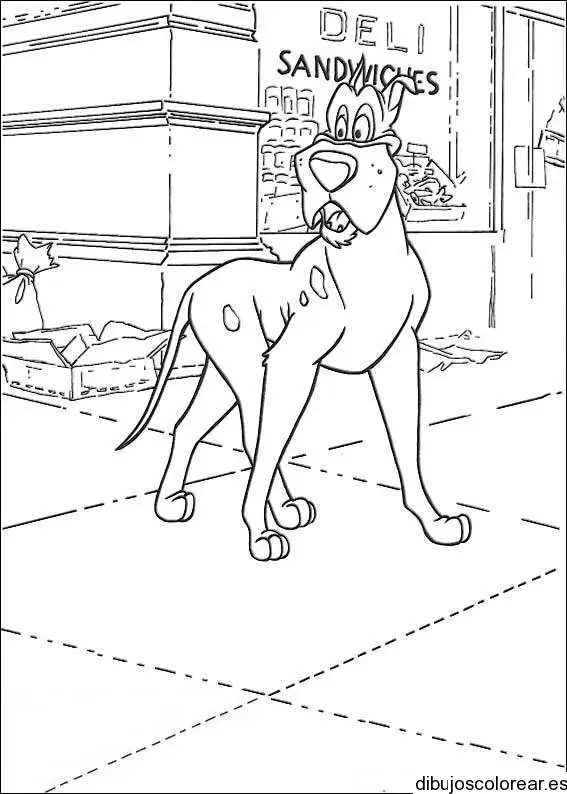 Dibujo de Scooby Doo por la ciudad