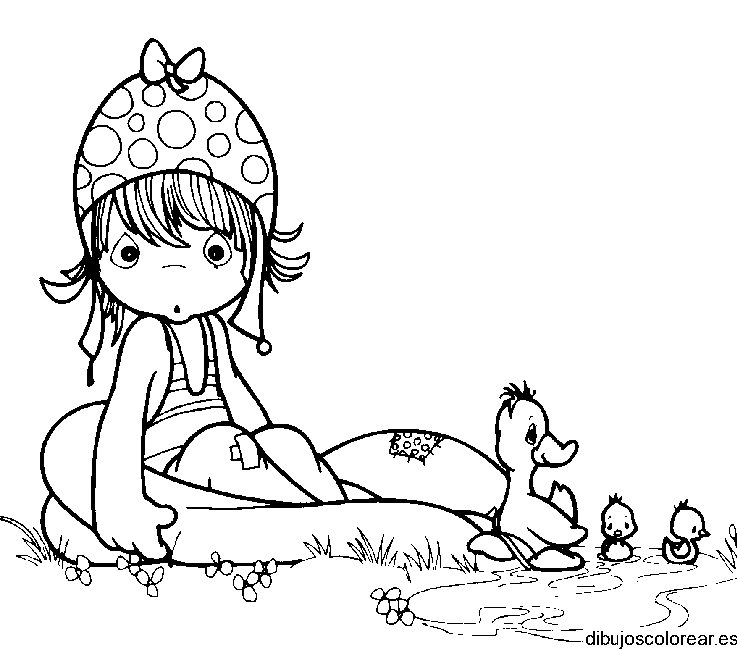 Dibujo de una niña y un patito