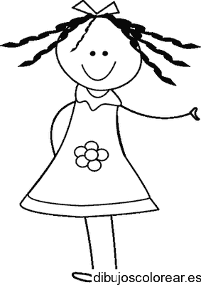 Dibujo de una niña sonriente con un lazo
