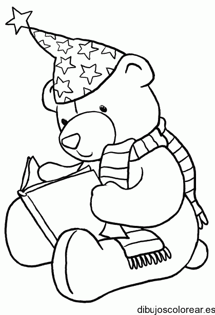 Dibujo de un oso leyendo