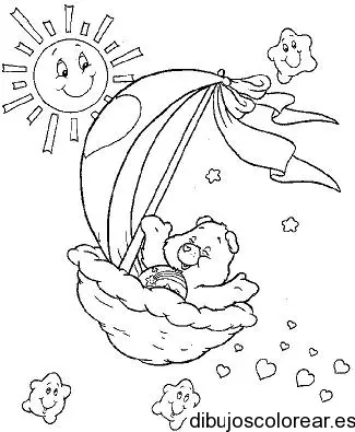Dibujo de un oso volando en las nubes