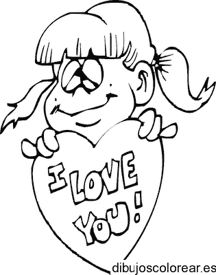 Dibujo de una chica con un corazón