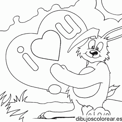 Dibujo de un conejo con un corazón