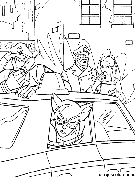 Dibujo de Catwoman en coche