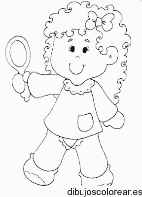 Dibujo de una niña con un espejo