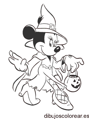 Dibujo de Minnie vestida de bruja