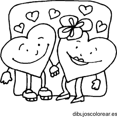 Dibujo de dos corazones enamorados
