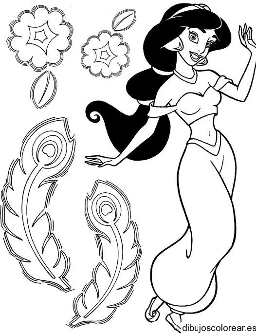 Dibujo de Jazmin bailando con flores