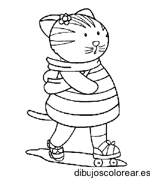 Dibujo de una gatita patinando