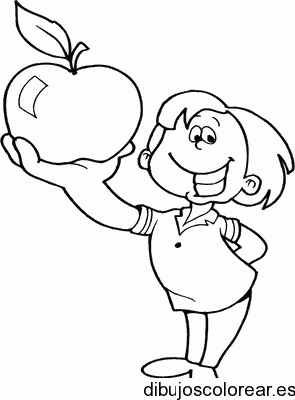Dibujo de niño con manzana